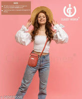 Brown PU Leather Small CrossBody Phone Bag - Stylish and functional, perfect for carrying essentials while on the go. Durable design with 2 compartments, suitable for everyday use and travel